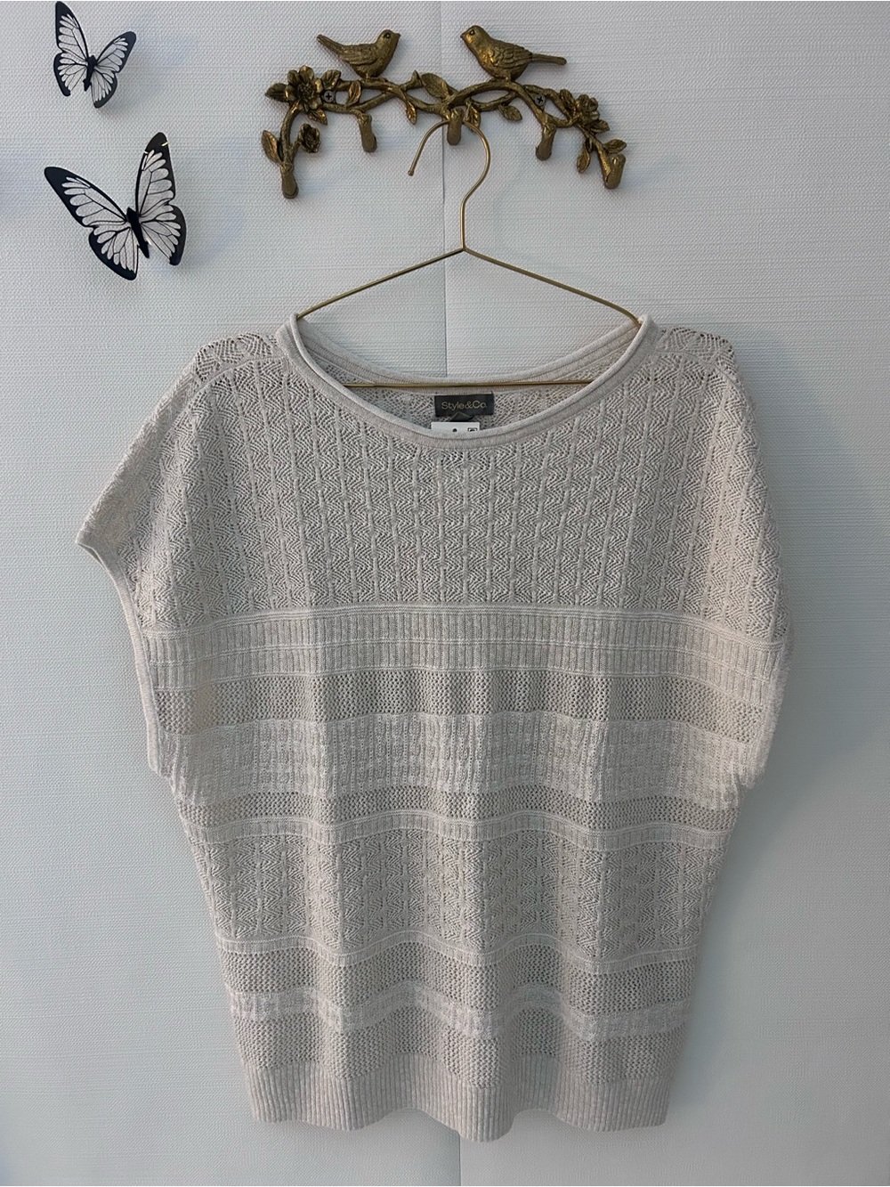 NWT Style & Co. Cream Short-Sleeved Sweater